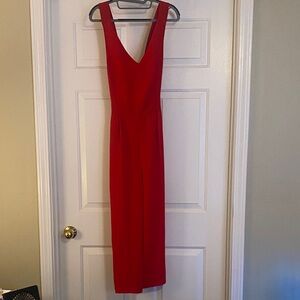 Tahari Red Sleeveless Jumpsuit